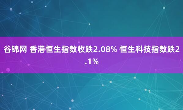 谷锦网 香港恒生指数收跌2.08% 恒生科技指数跌2.1%