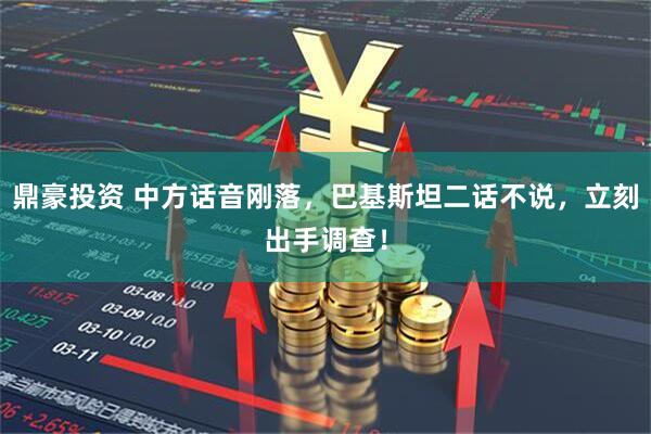 鼎豪投资 中方话音刚落，巴基斯坦二话不说，立刻出手调查！
